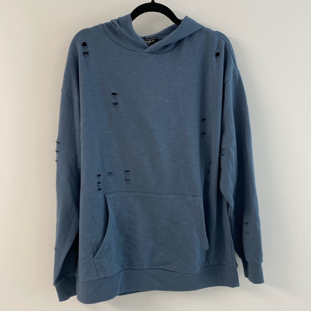 Forever 21 XXI Men’s distressed hoodie